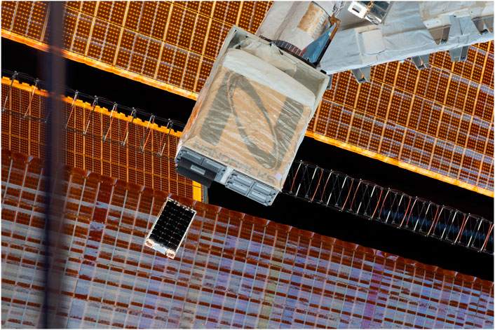 DeMi CubeSat deploying from the International Space Station, Courtesy NASA and NanoRacks.
